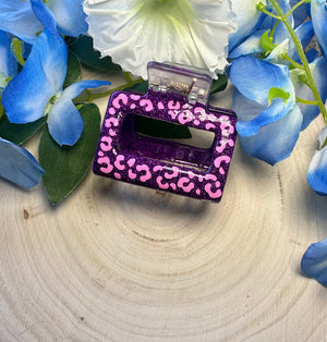 Pink and purple cheetah small claw clip