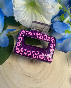 Pink and purple cheetah small claw clip