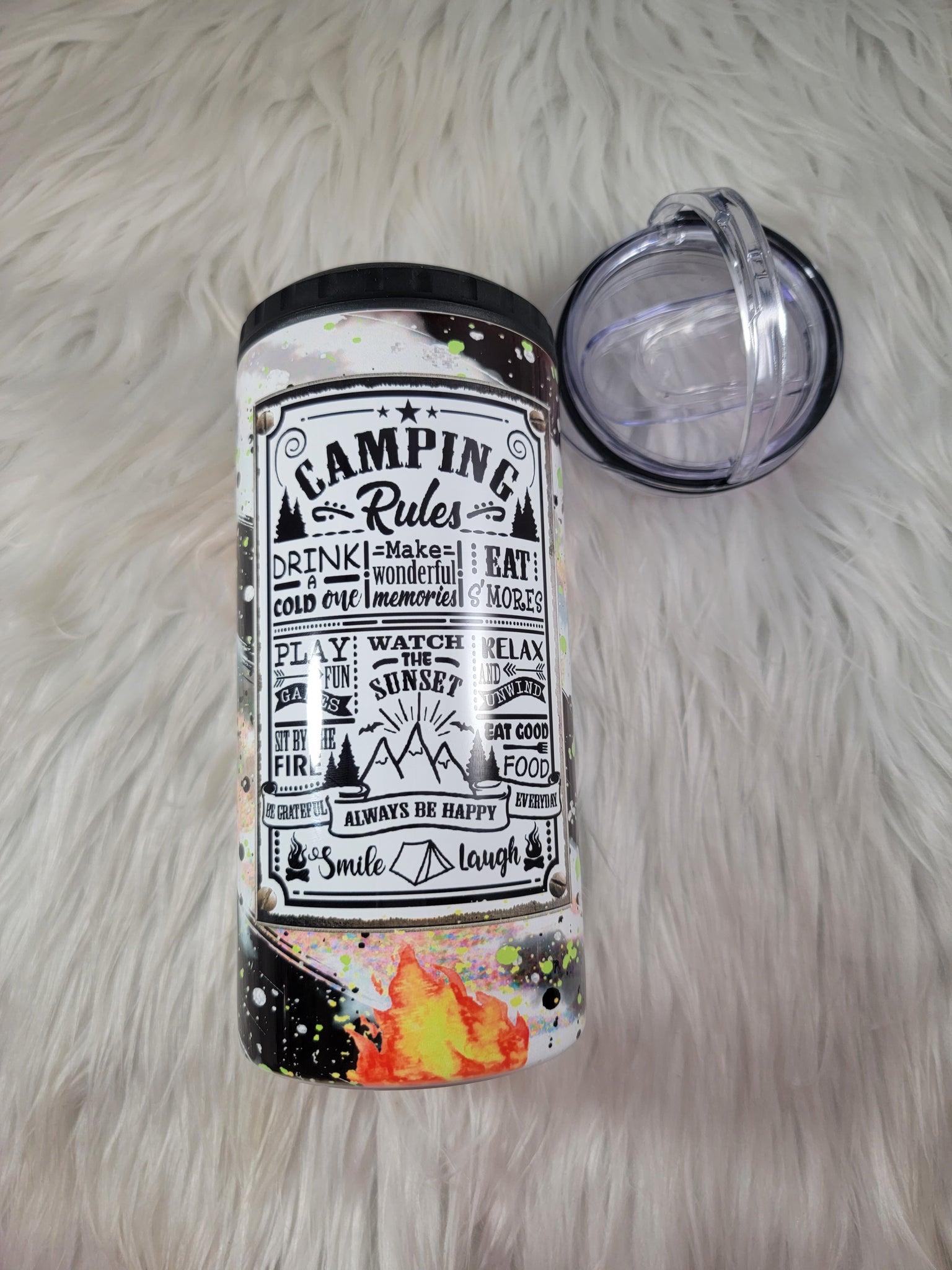 Camping Rules tumbler/can koozie
